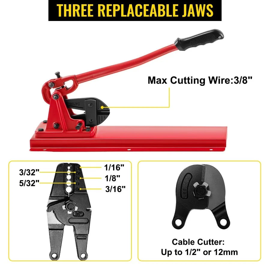 Wire Rope Swaging Tool w Crimper Cable Bolt Cutter