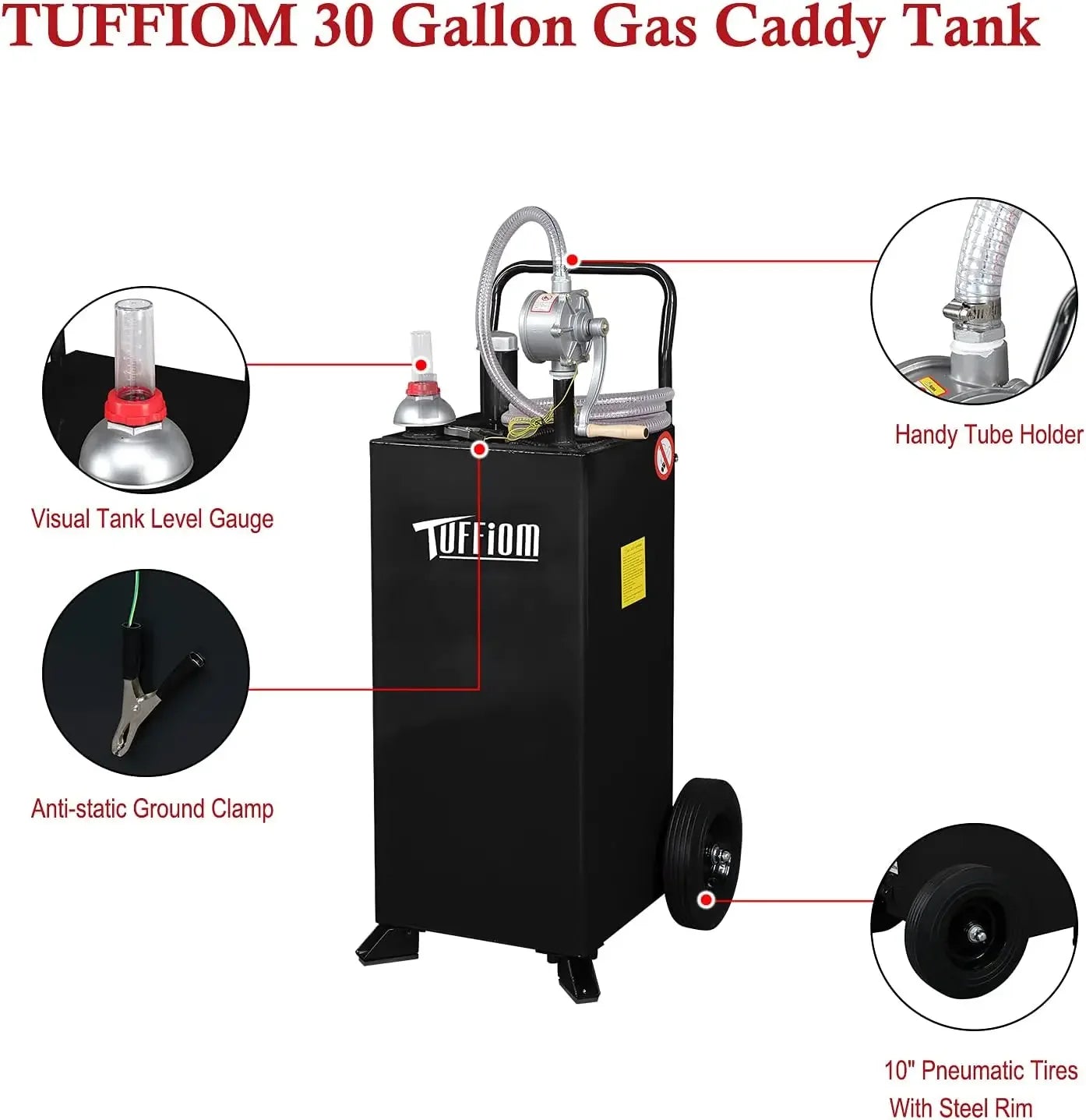 30 Gallon Gas Caddy w/Wheels & Manual Pump