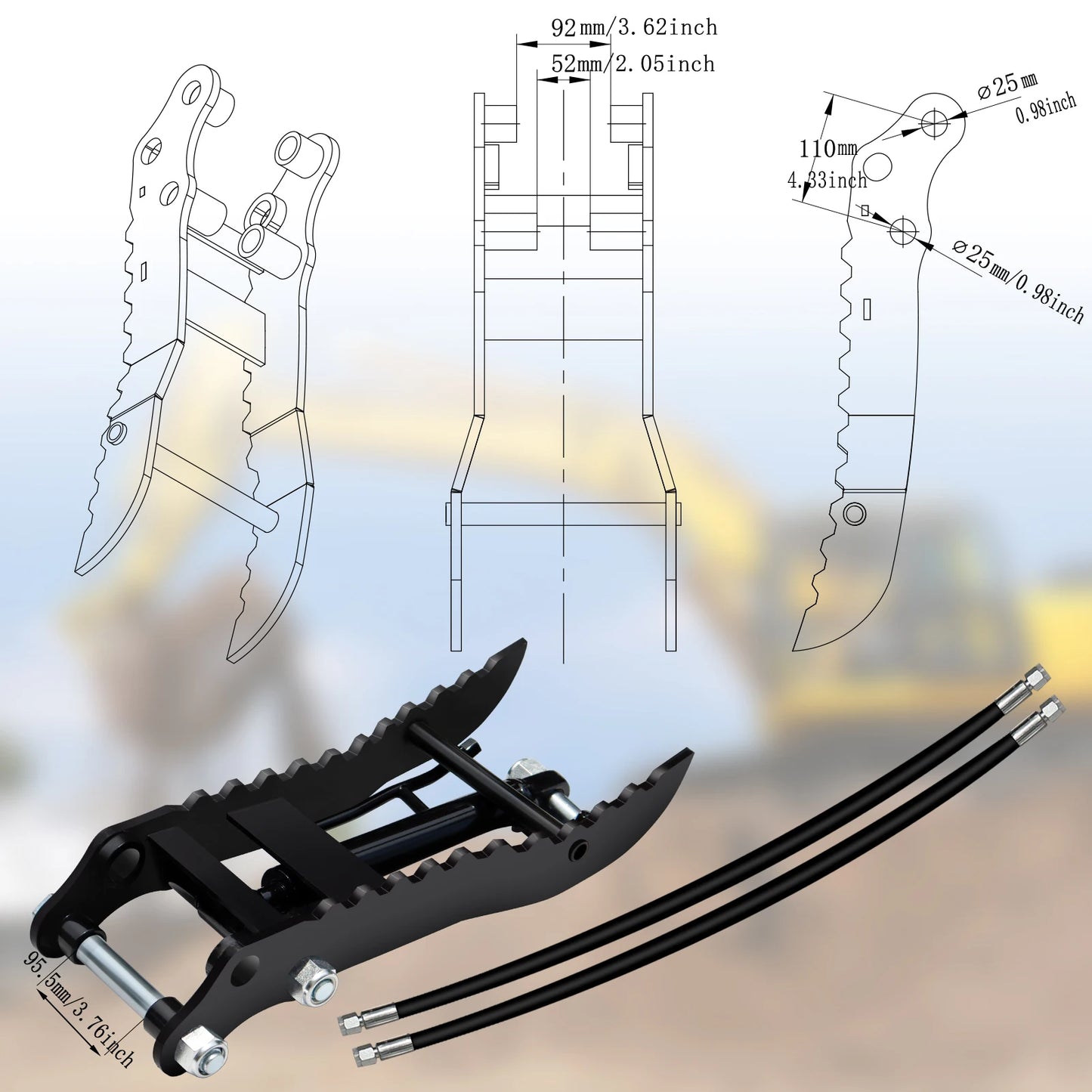 Hydraulic Thumb Clip For Mini Excavators