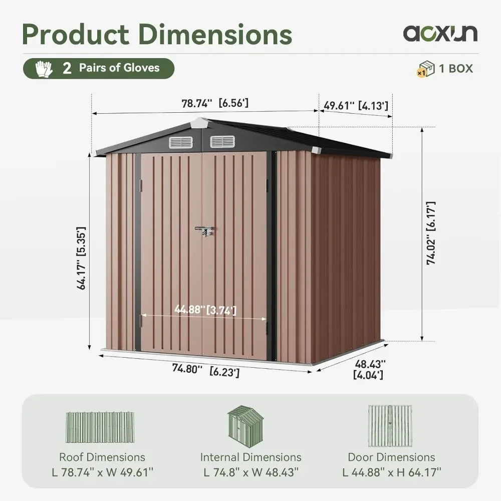 6.2x4 FT Outdoor Storage Shed Metal