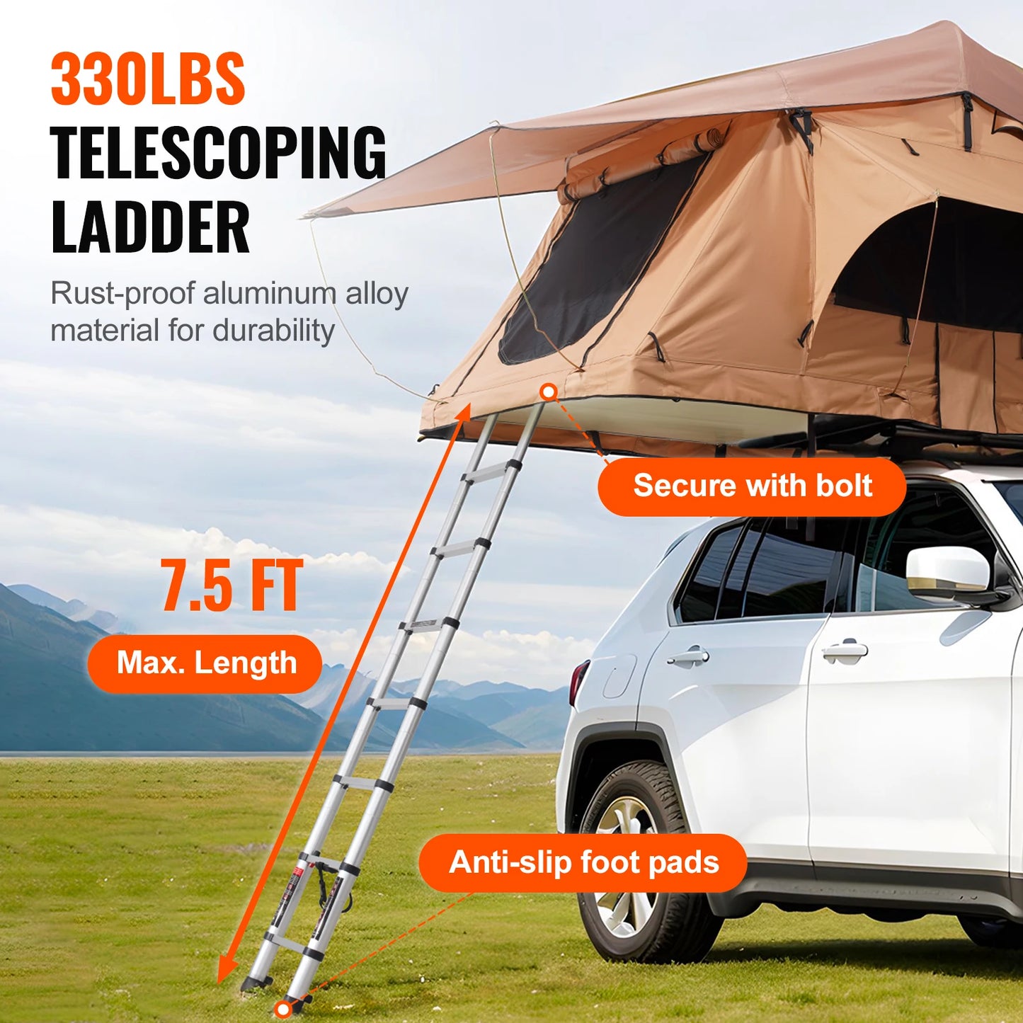 Rooftop Hardshell Folding Tent with Telescopic Ladder