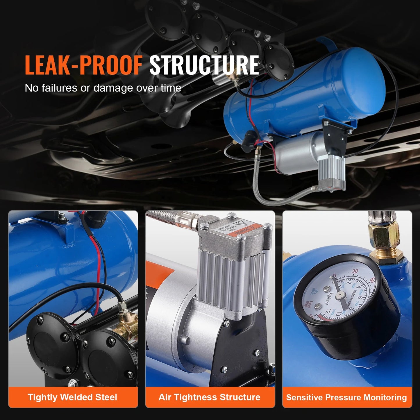 12V Air Compressor with Tank 1.6 Gallon 120 psi Automotive Onboard