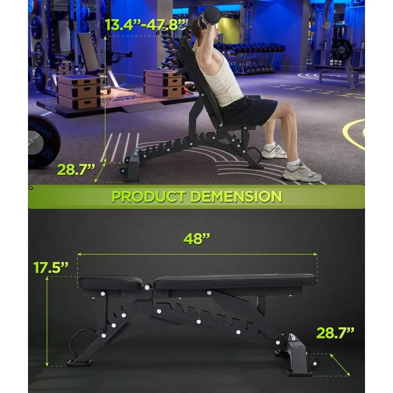 Weight Bench 1000LB Capacity, Adjustable