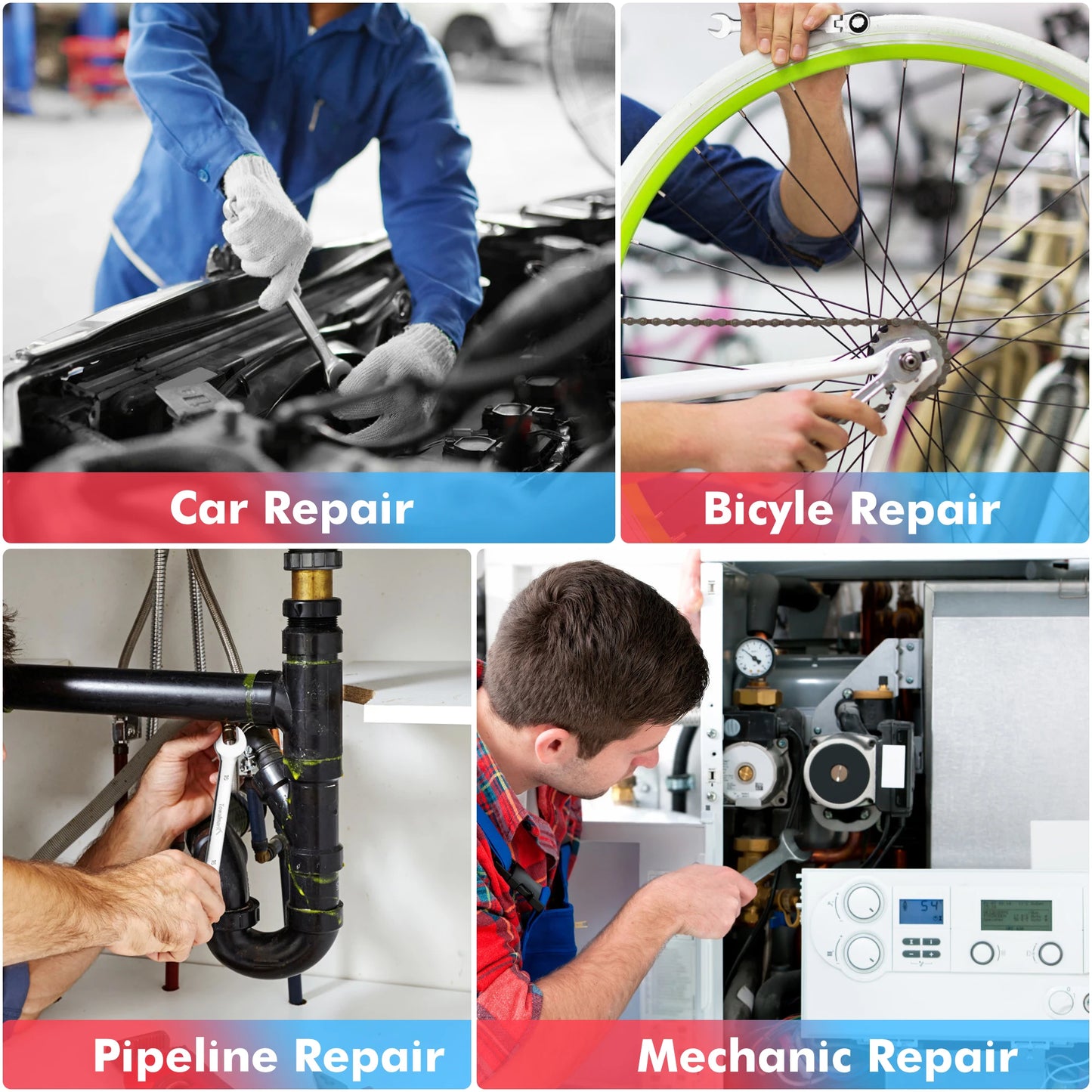 14PCS Metric and Standard Combination Ratchet Wrench Set