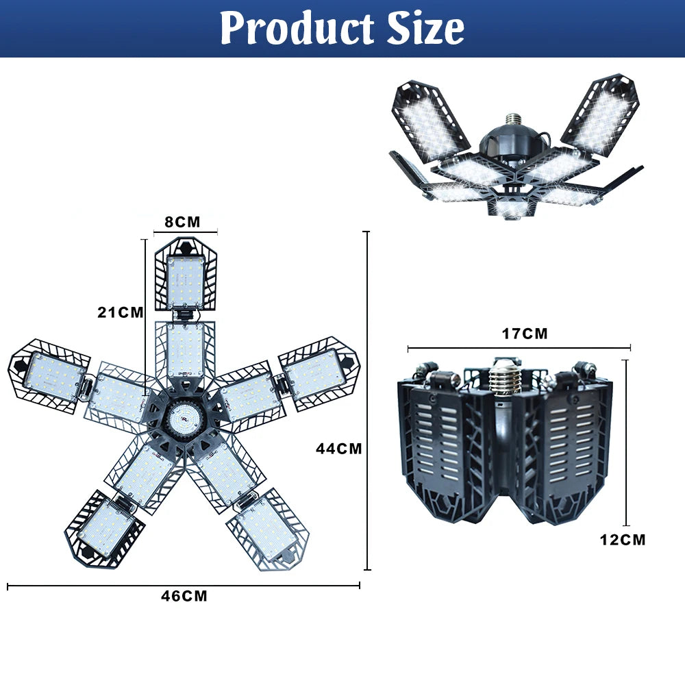 10-Leaf Deformable Garage Light 180W Equivalent