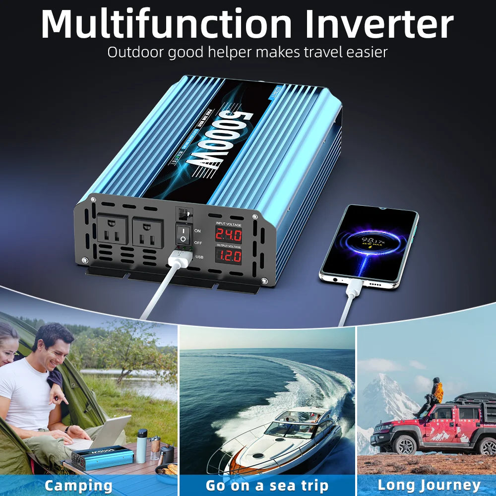 12V 24V to 120V Pure sine wave Off Grid Power Inverter 5000W