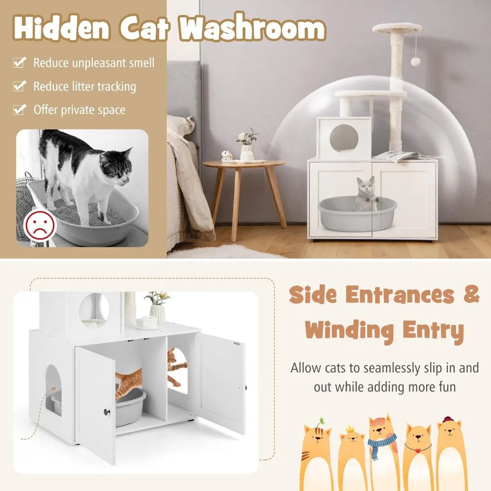 Litter Box Enclosure with Cat Tree