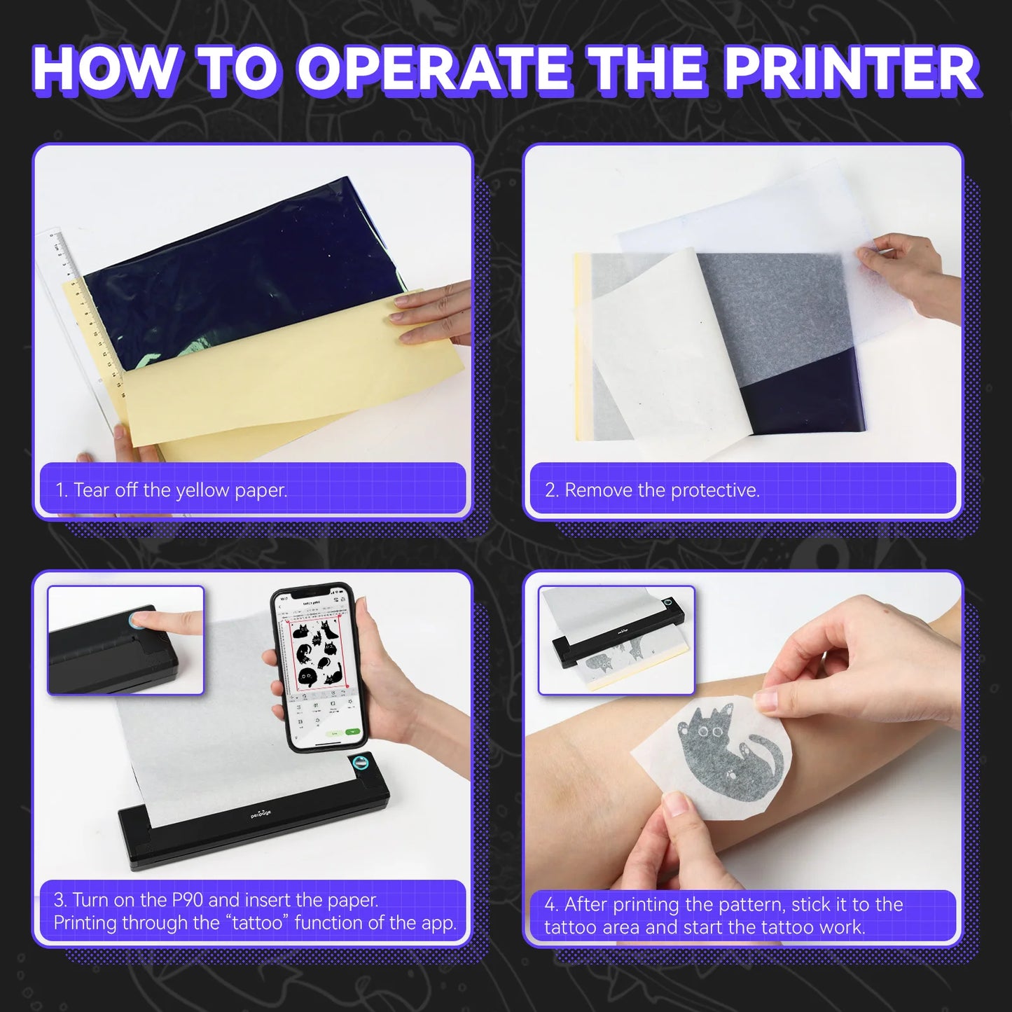 Wireless Thermal Tattoo Machine with 5pcs Free Transfer Paper