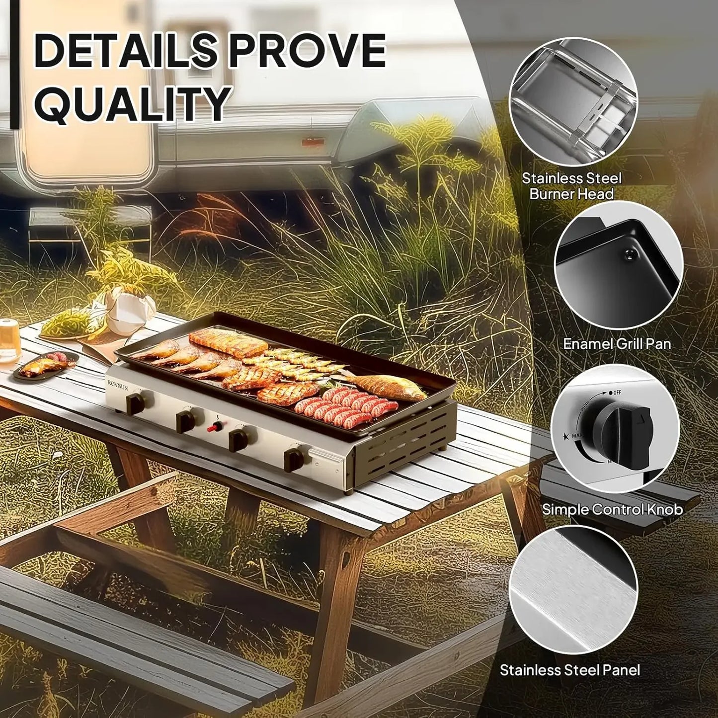 4 Burner Portable Propane Griddle