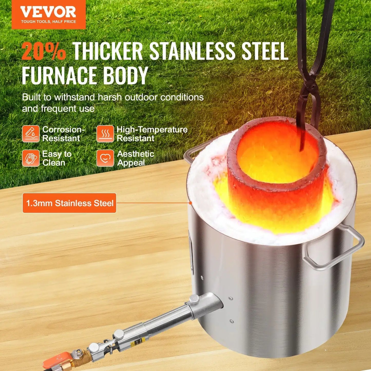 Propane Melting Furnace Kit 8KG/18lbs with Crucible Tongs