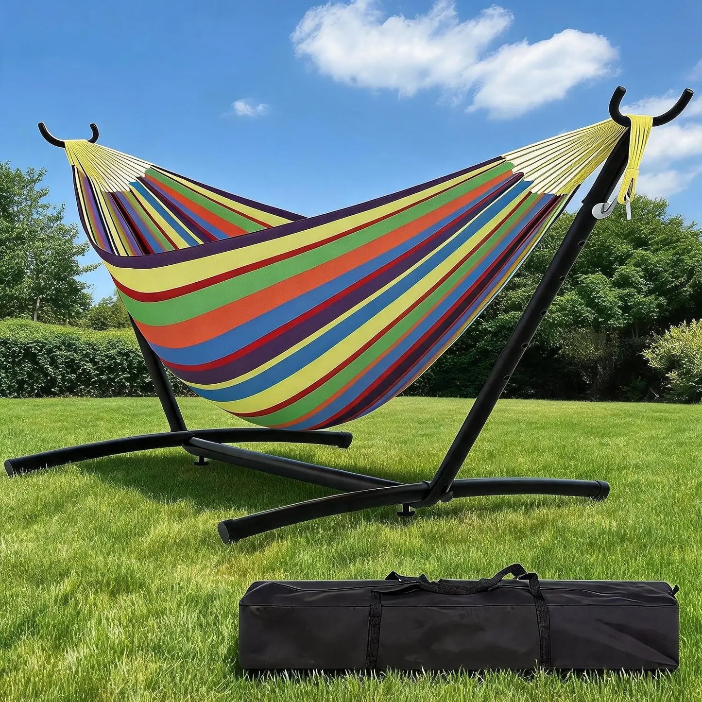 2 Person Double Hammock with Heavy Duty Steel Stand