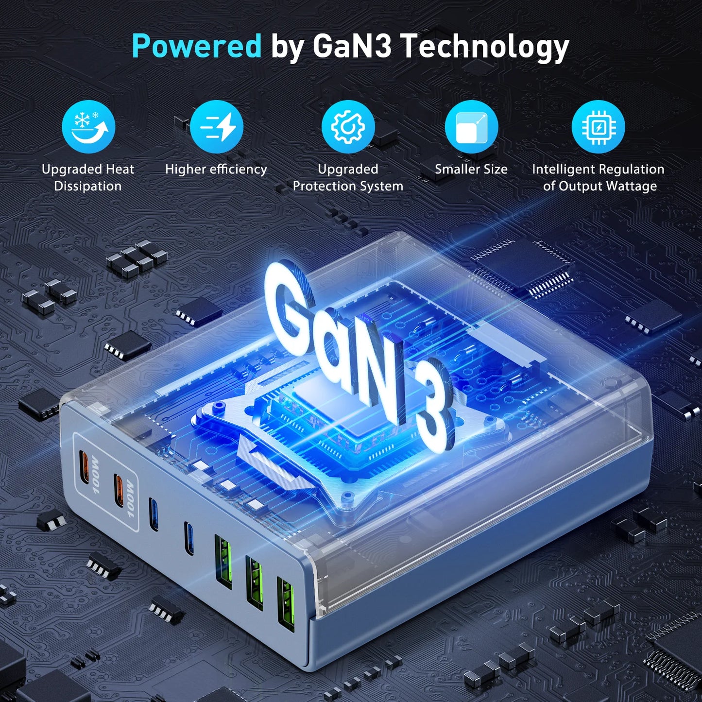USB C Fast Charger 300 Watt: 7 Port