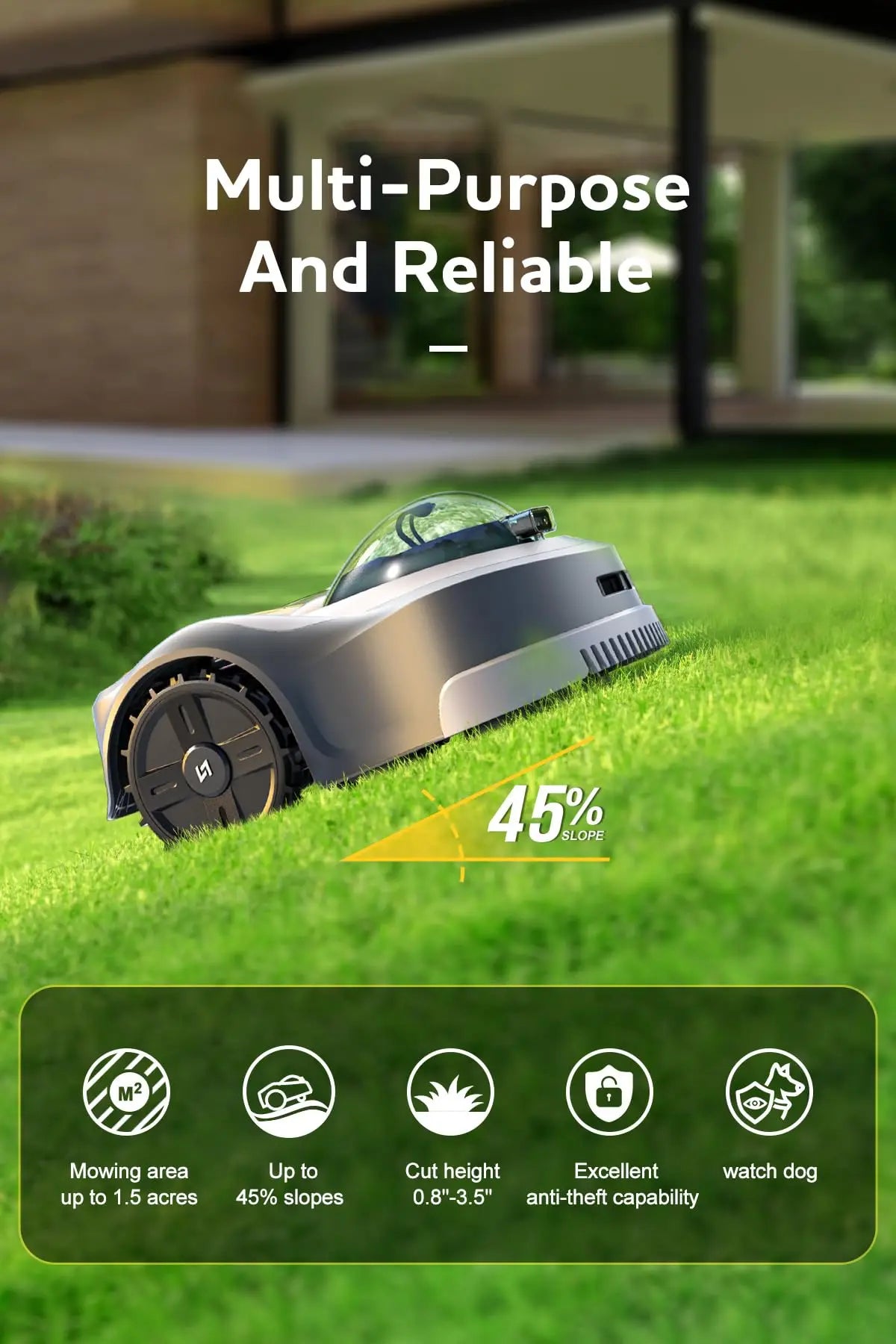 Vision Robotic Lawnmower 1.5 Acres,AI-Assisted Mapping
