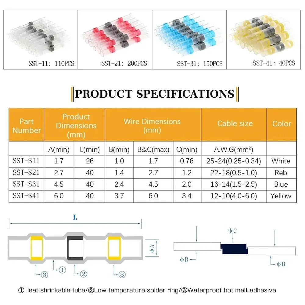 Heat Shrink Solder Seal Wire Connectors Kit