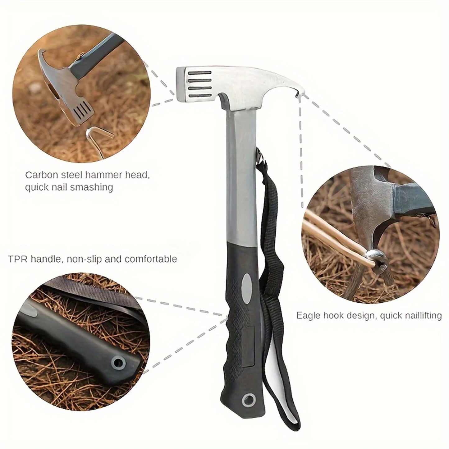 Camping Hammer with Tent Stake Remover