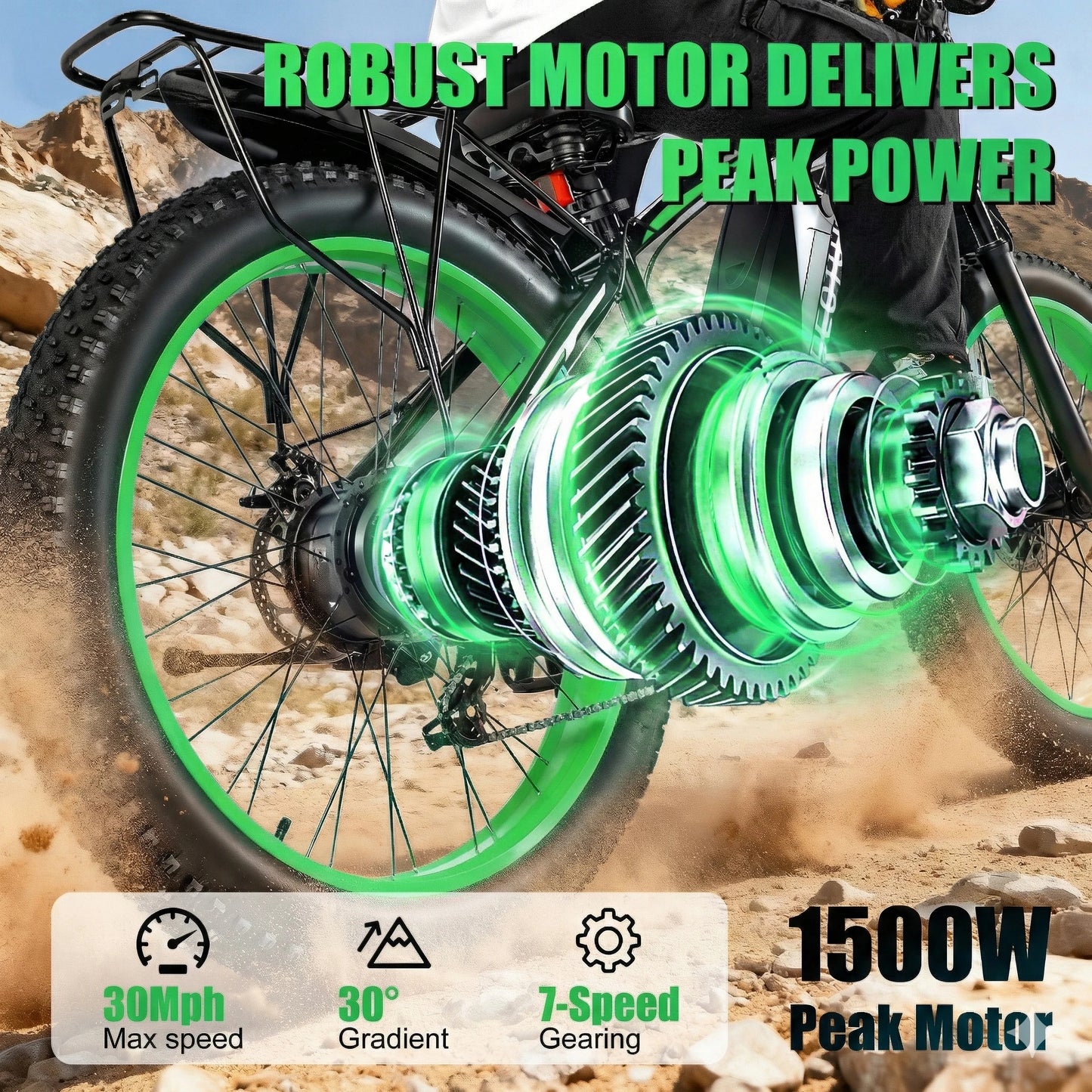 26" Fat Tire Electric Bike 1000W Motor