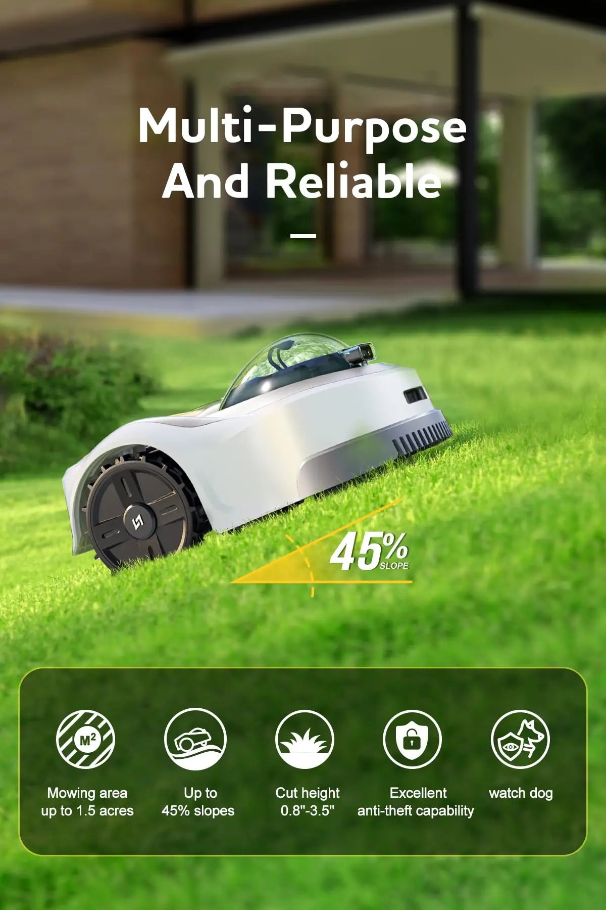 Robot Lawn Mower Perimeter Wire Free RTK,TOF,Vision Robotic Lawnmower 0.75 Acres