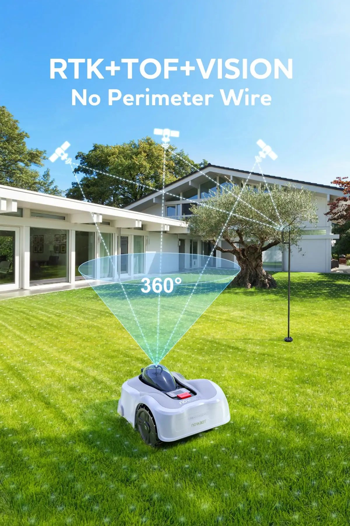 Robot Lawn Mower Perimeter Wire Free RTK,TOF,Vision Robotic Lawnmower 0.75 Acres