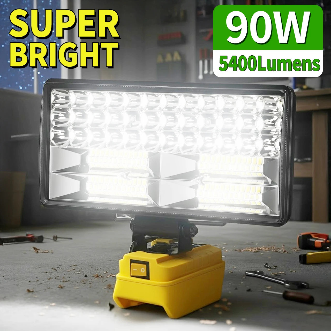 Compatible with DeWalt Lithium-Ion Batteries: Cordless LED Work Light