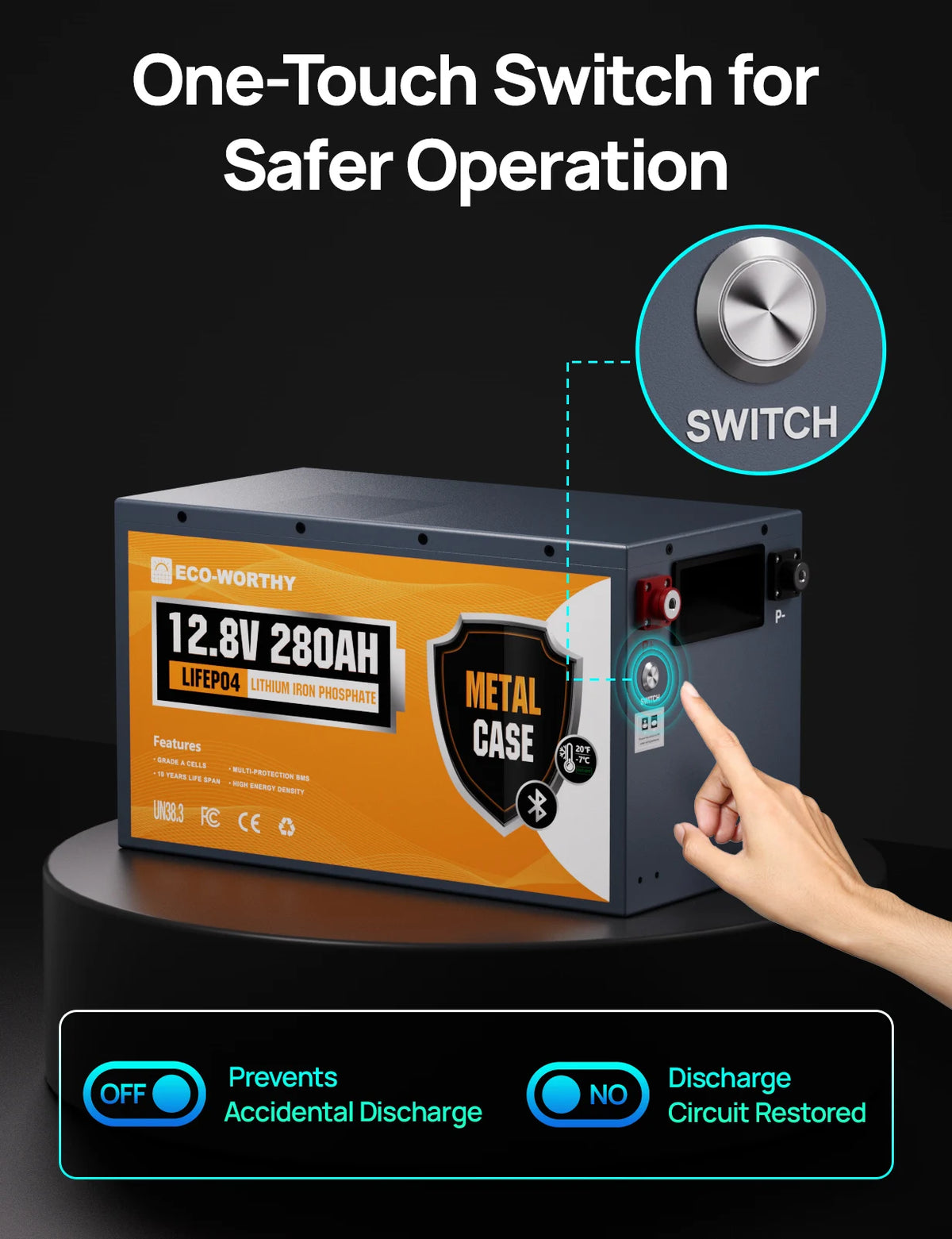 Metal Case LiFePO4 Battery w/Bluetooth & Low Temp Cutoff