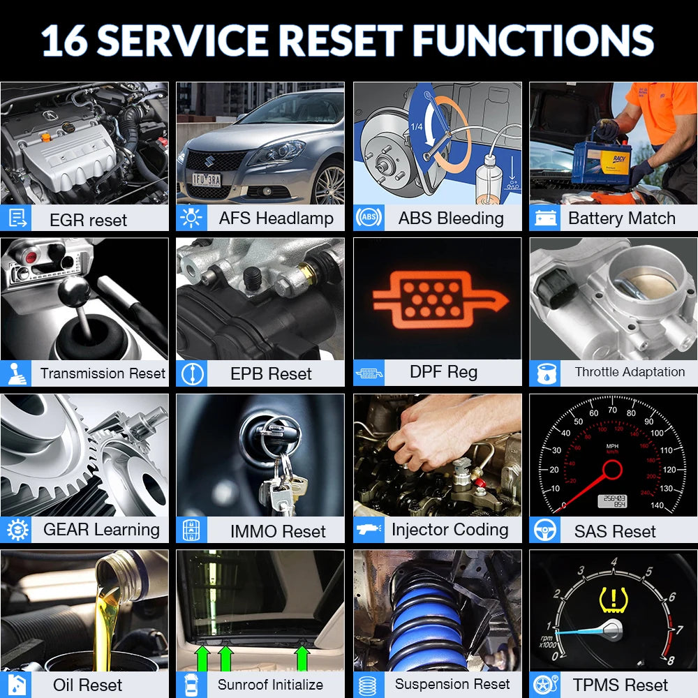 16 Reset 1 Year Free OBD2 Scanner
