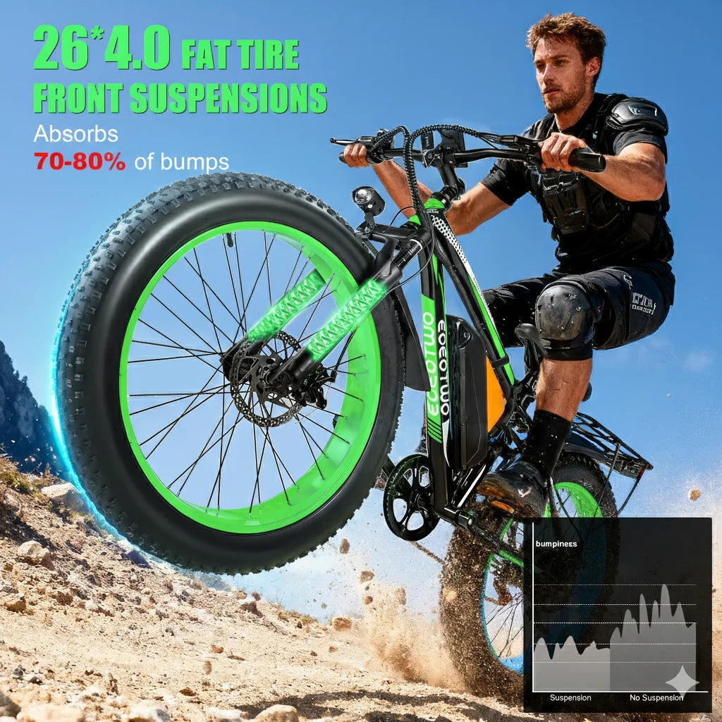 26" Fat Tire Electric Bike 1000W Motor