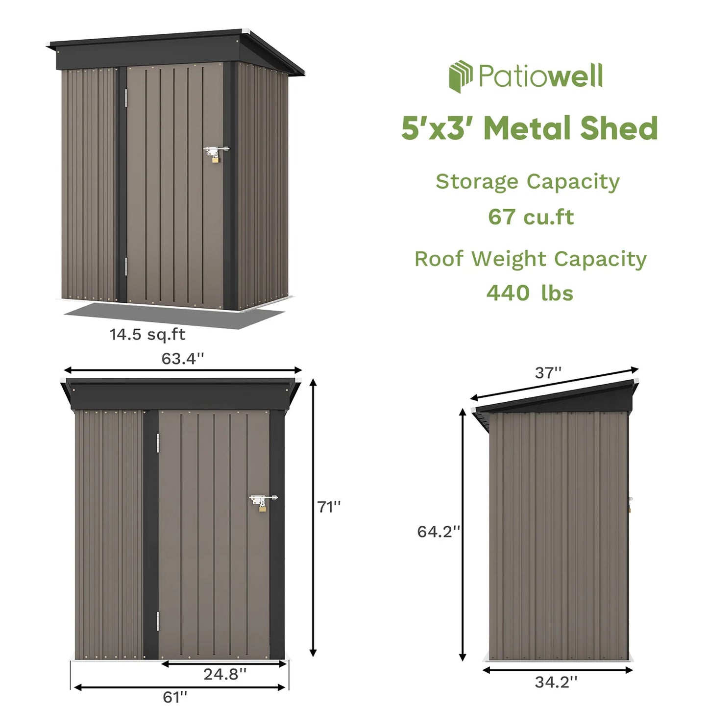 5x3 FT Storage Shed