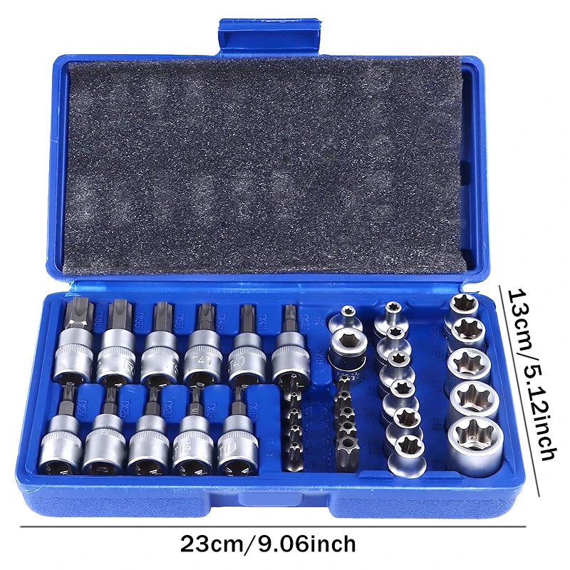 34pcs 3/8'' Drive Torx-Socket Set
