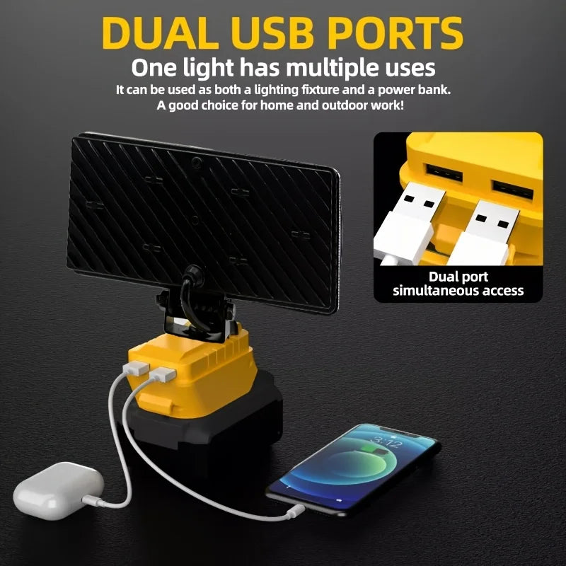 Compatible with DeWalt Lithium-Ion Batteries: Cordless LED Work Light