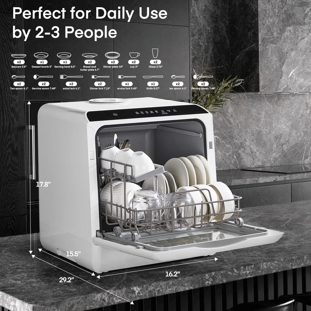 Compact Intelligent Countertop Dishwasher