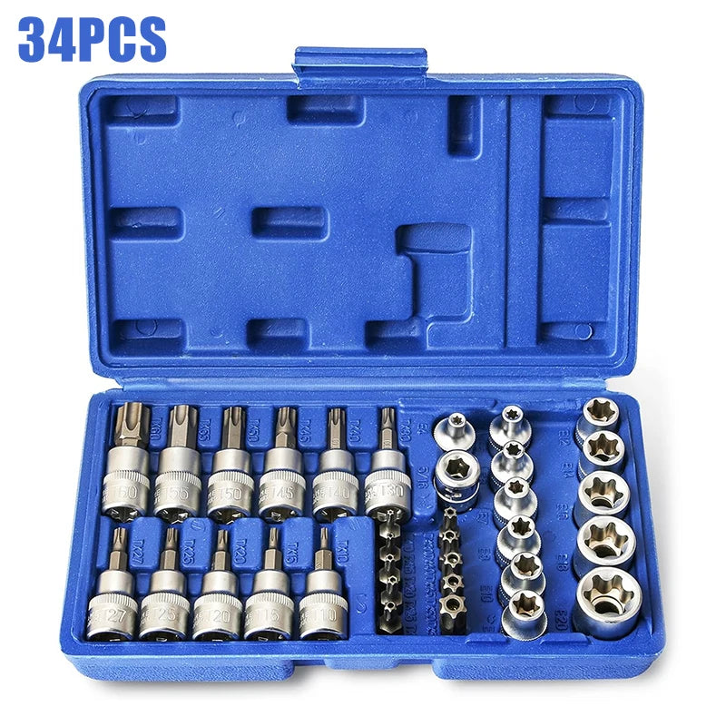 34pcs 3/8'' Drive Torx-Socket Set