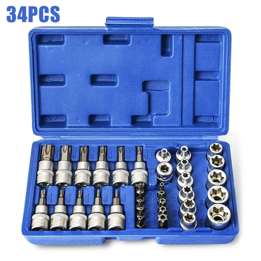 34pcs 3/8'' Drive Torx-Socket Set