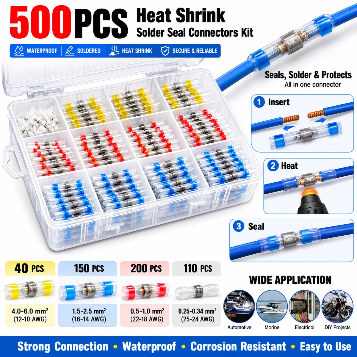 Heat Shrink Solder Seal Wire Connectors Kit