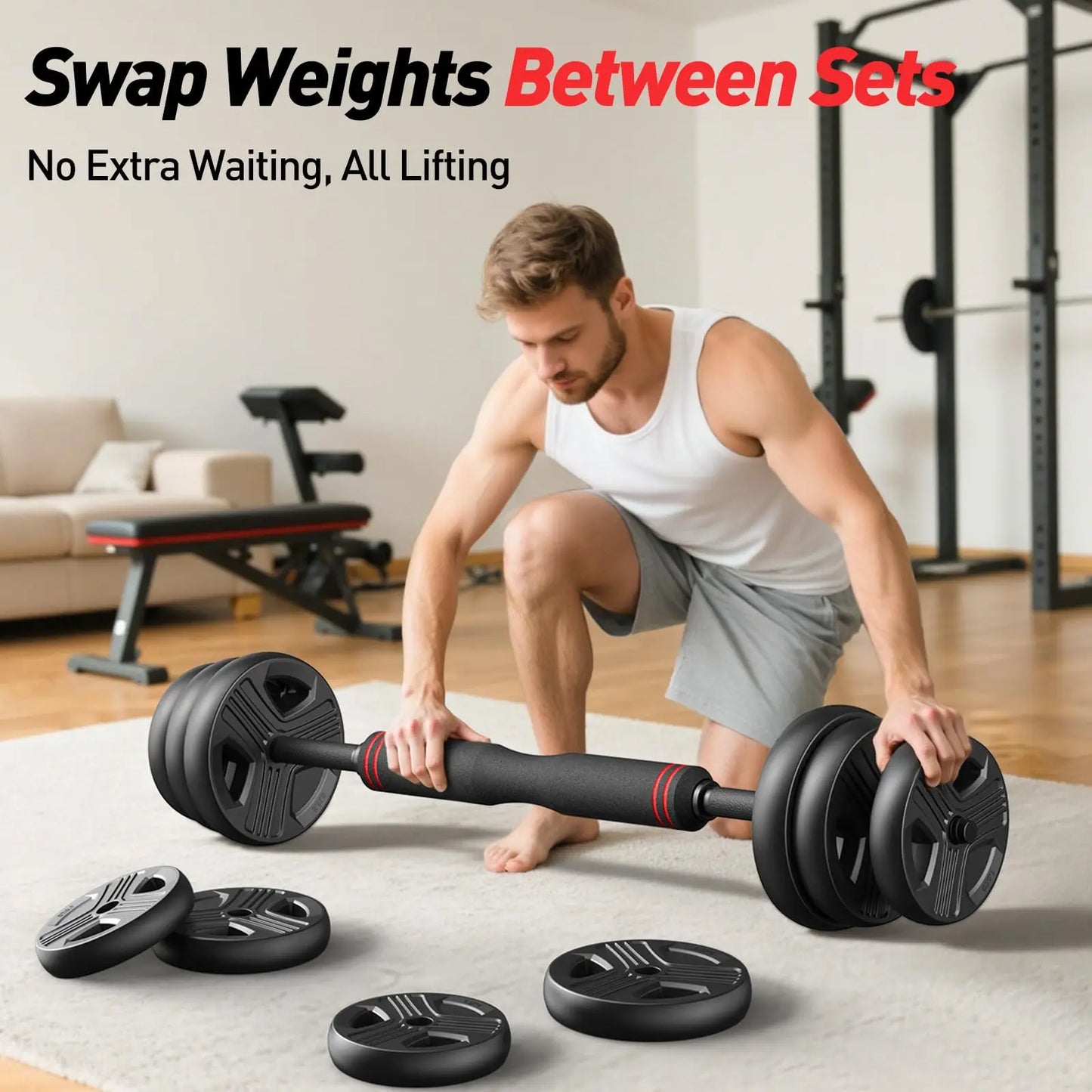Adjustable 5 in 1 Free Weights Set