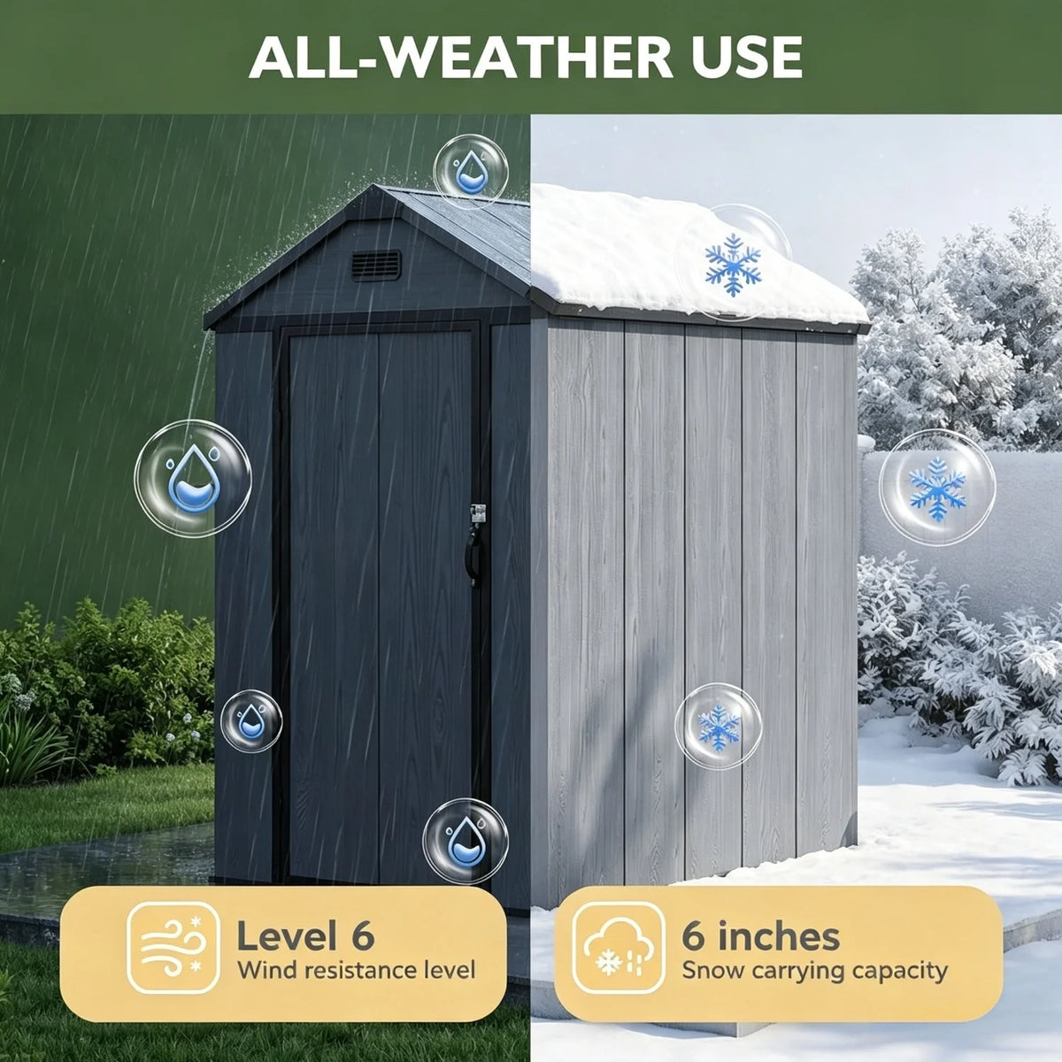 4x6ft All Weather Resin Storage Shed