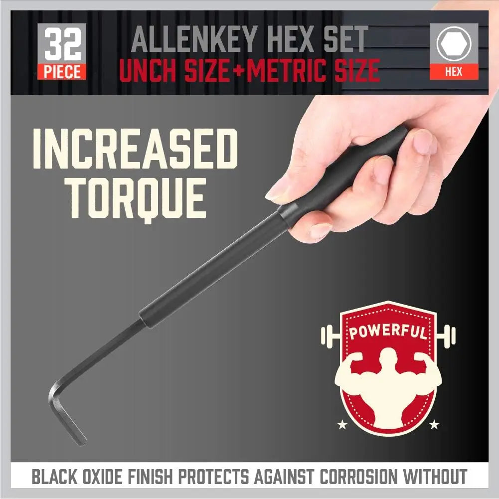 Hex Key Wrench Set with Metric and SAE