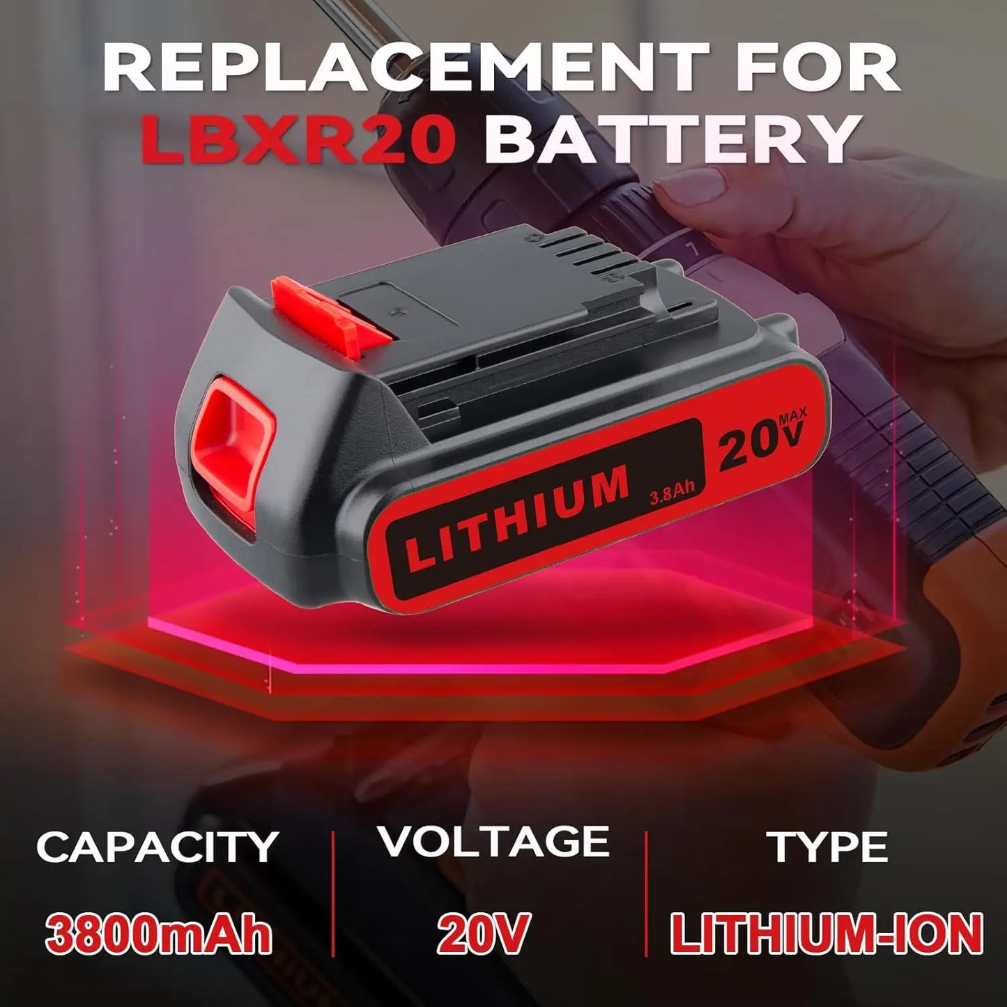 1/2/4Pack 3.8Ah Battery Replace for Black & Decker 20V