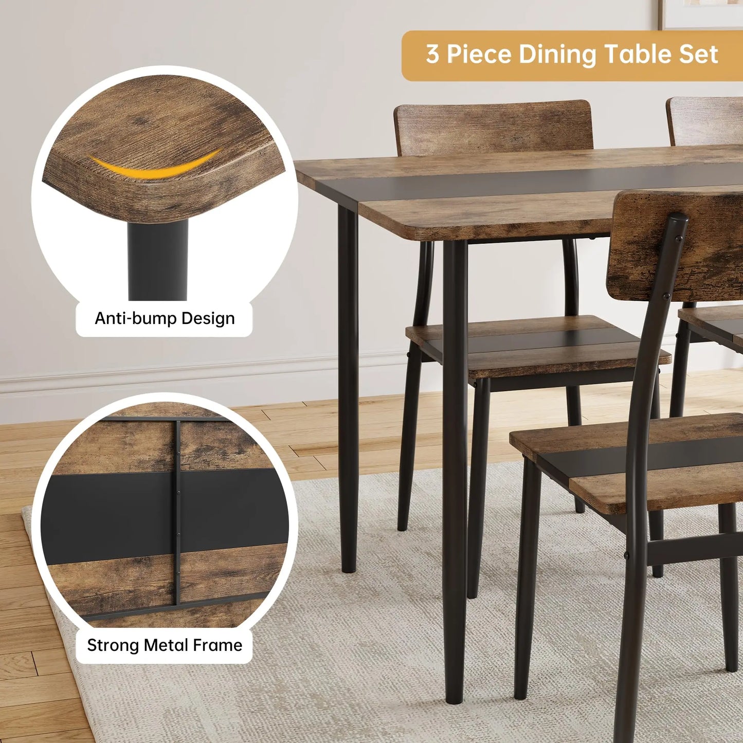 3-Piece Dining Table Set