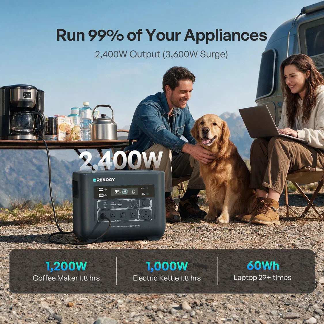 Portable Power Station,  2400W/3600W Surge