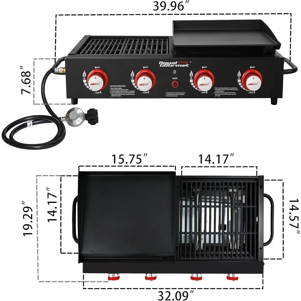 4-Burner Tailgater Grill and Griddle Combo