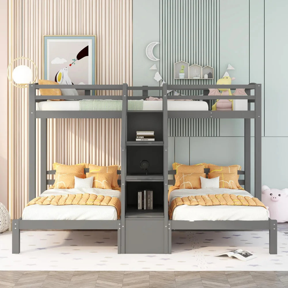 Twin over Twin & Twin Bunk Bed