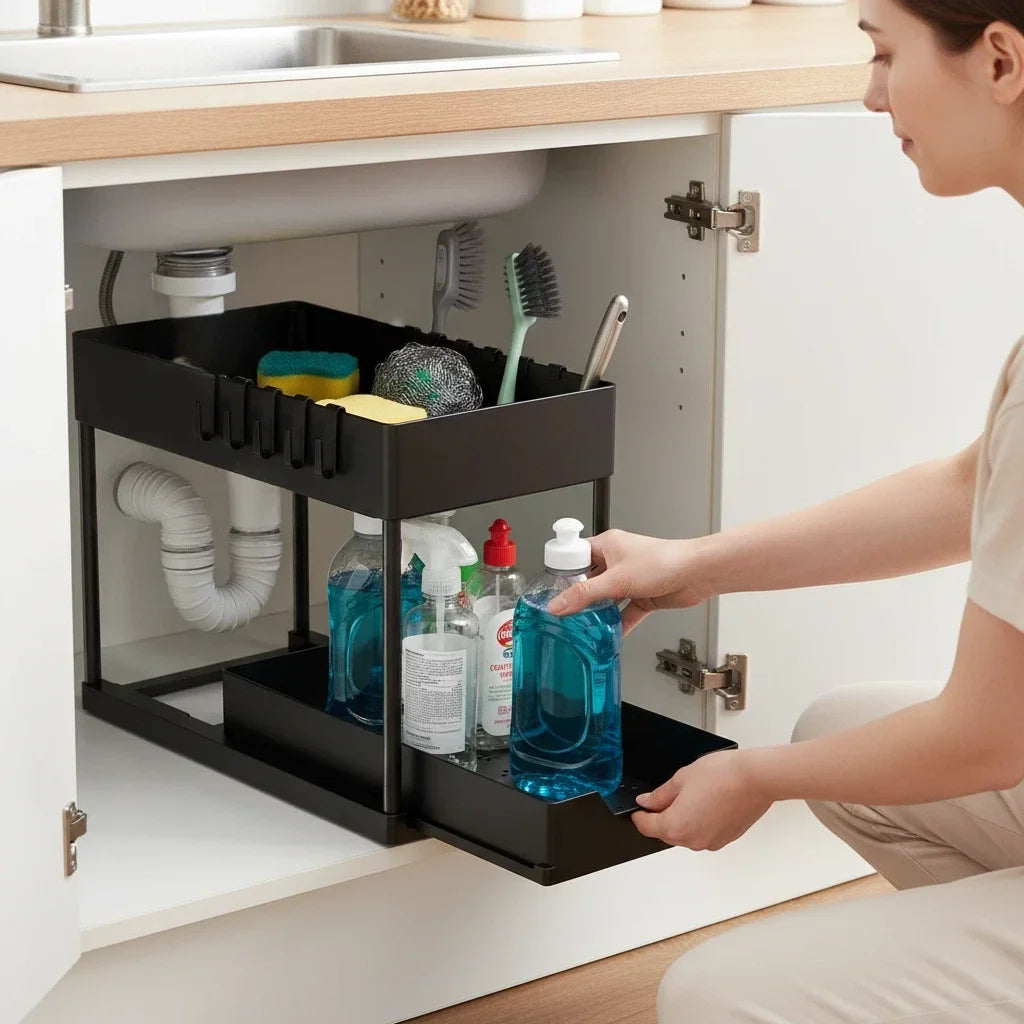 Under Sink Organizer 2 Tier Pull Out