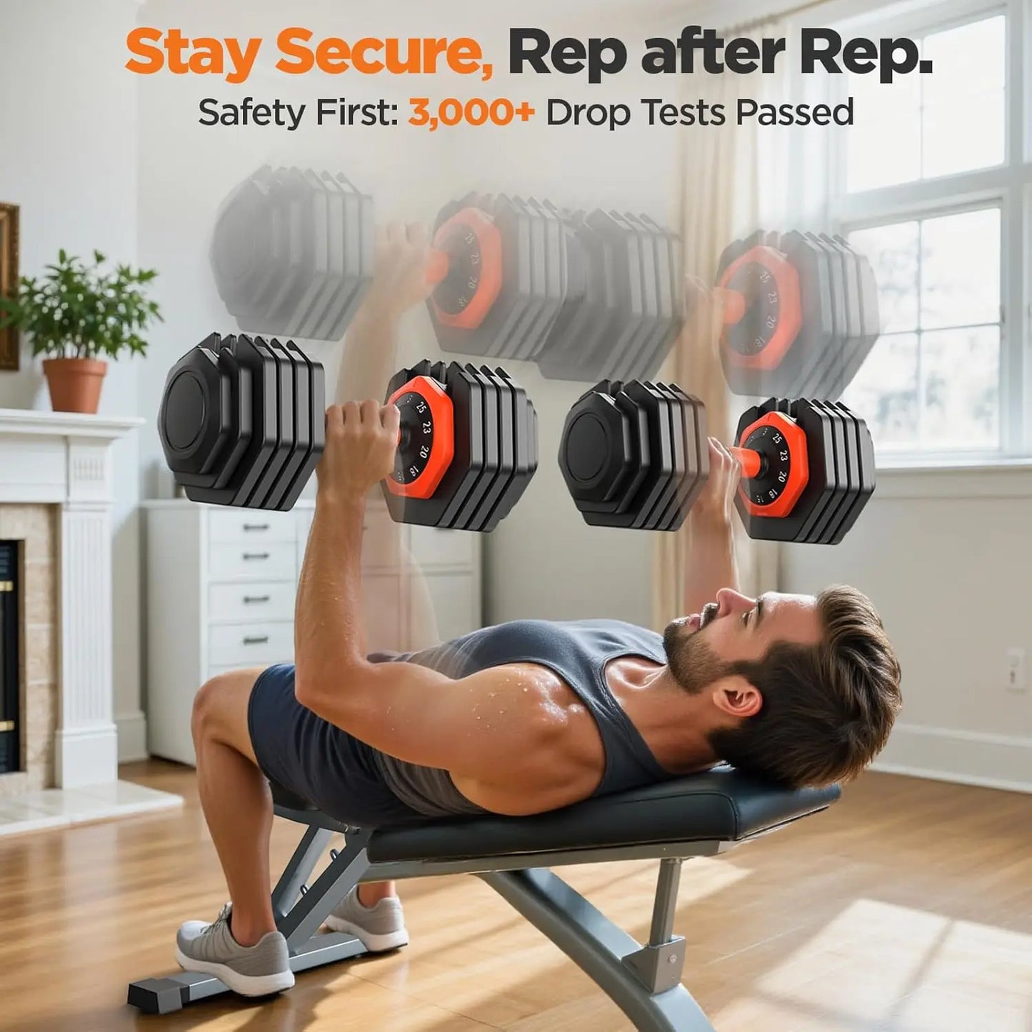 Adjustable Dumbbell Set of 2,50lb Weights