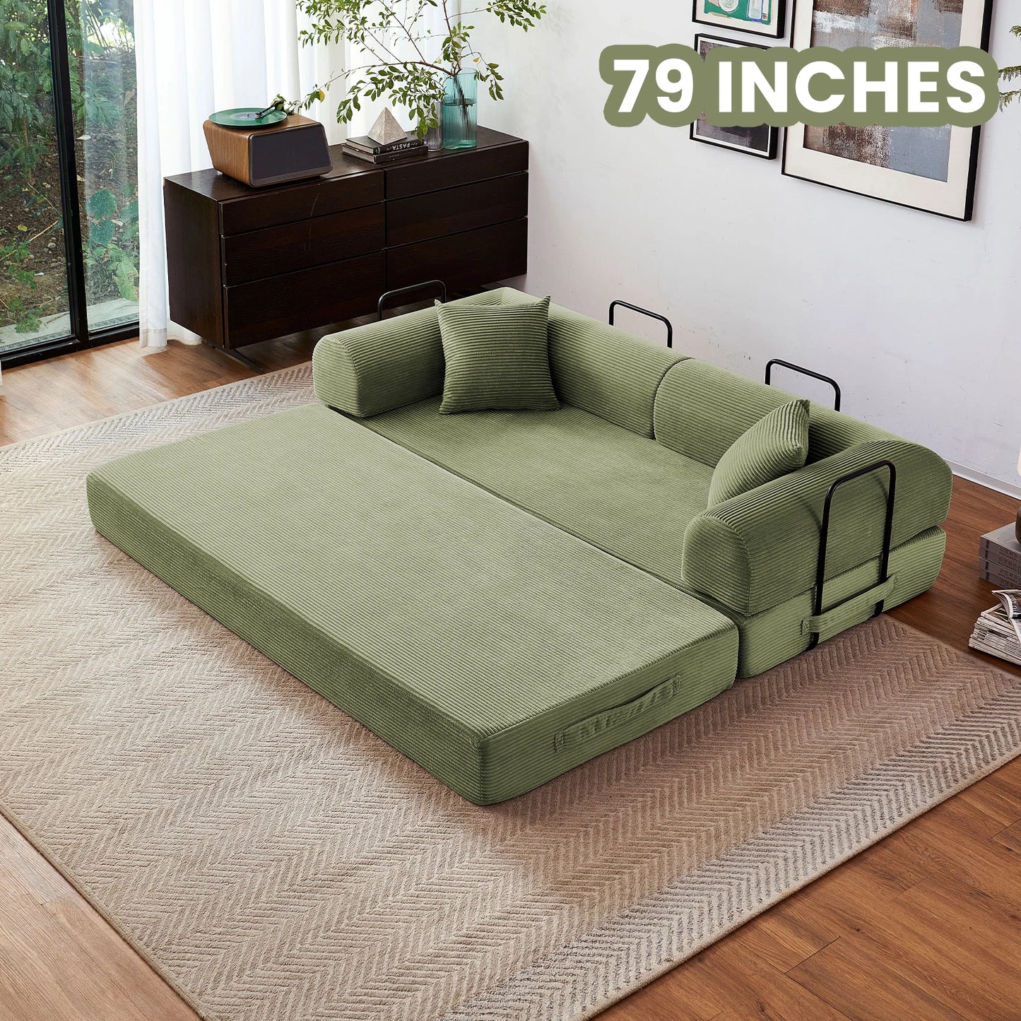 79'' Convertible Futon Sleeper Sofa Bed