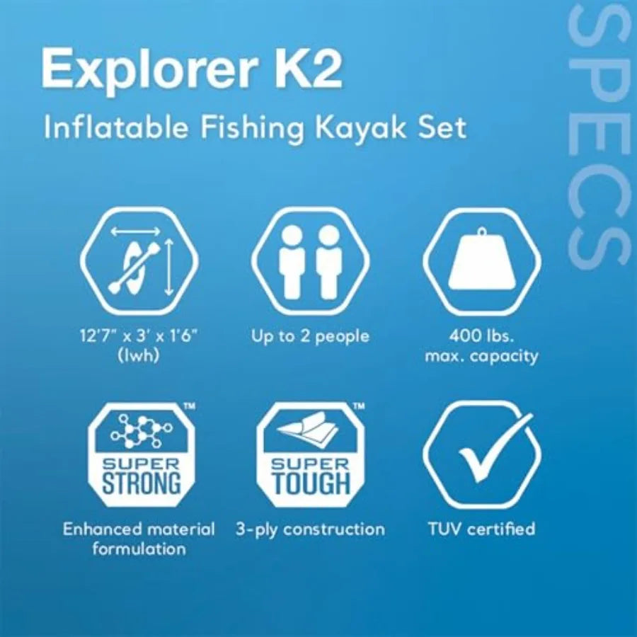 Inflatable Kayak: 2-Person 400lb