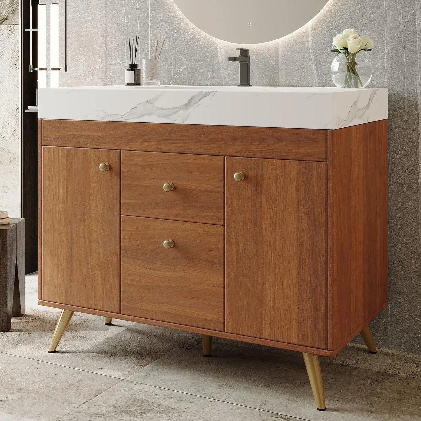 36in Freestanding Bathroom Vanity Ceramic Sink