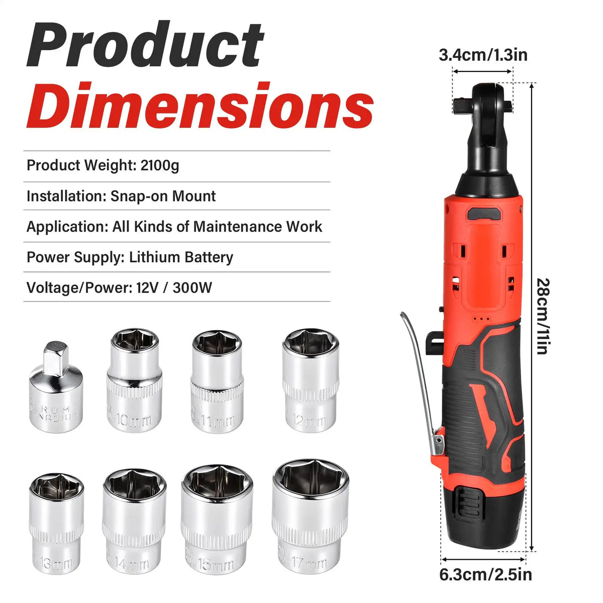 3/8" Electric Ratchet Wrench Set 12V