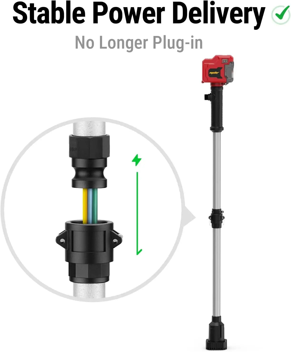 Stick Water Transfer Pump Compatible with Milwaukee 18V Battery