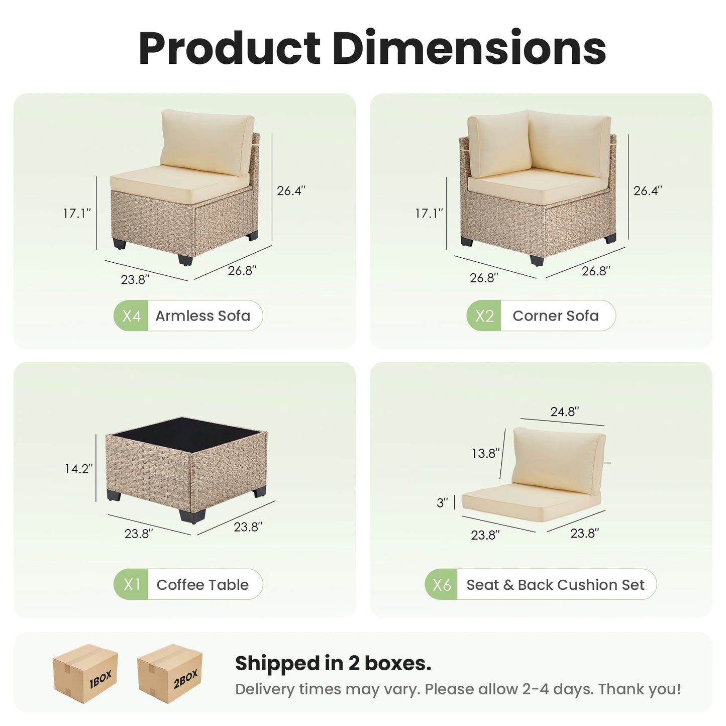 7-Piece Patio Furniture Set, Outdoor Rattan