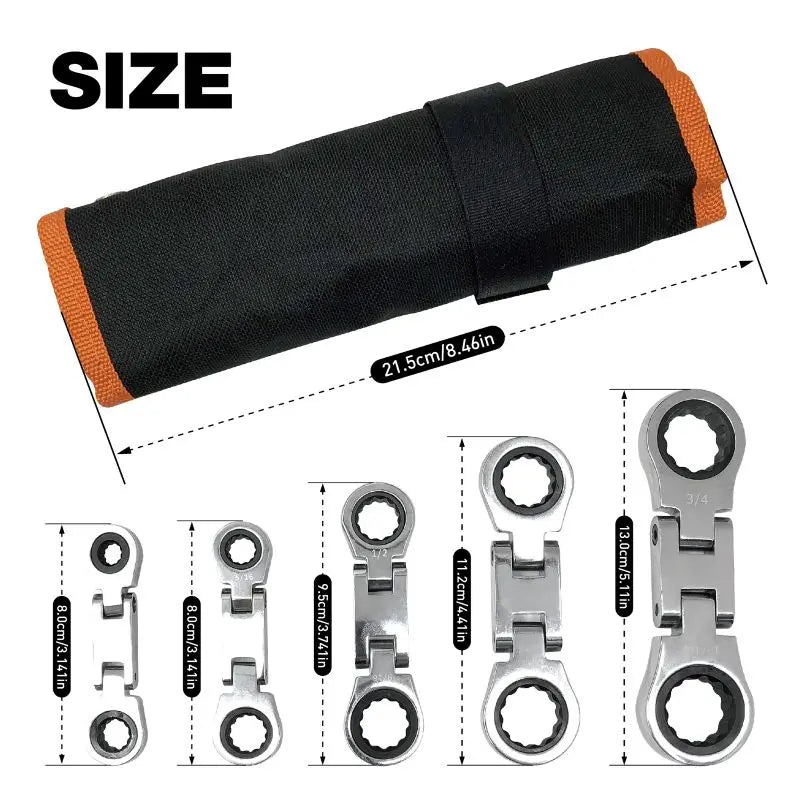 SAE Dual Flex Head Ratcheting Wrench Set